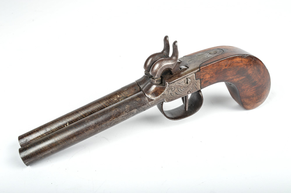 Antique Belgian Double Barrel Boot Pistol