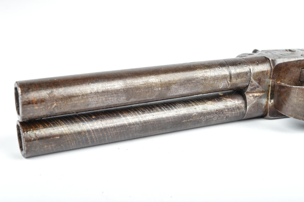 Antique Belgian Double Barrel Boot Pistol