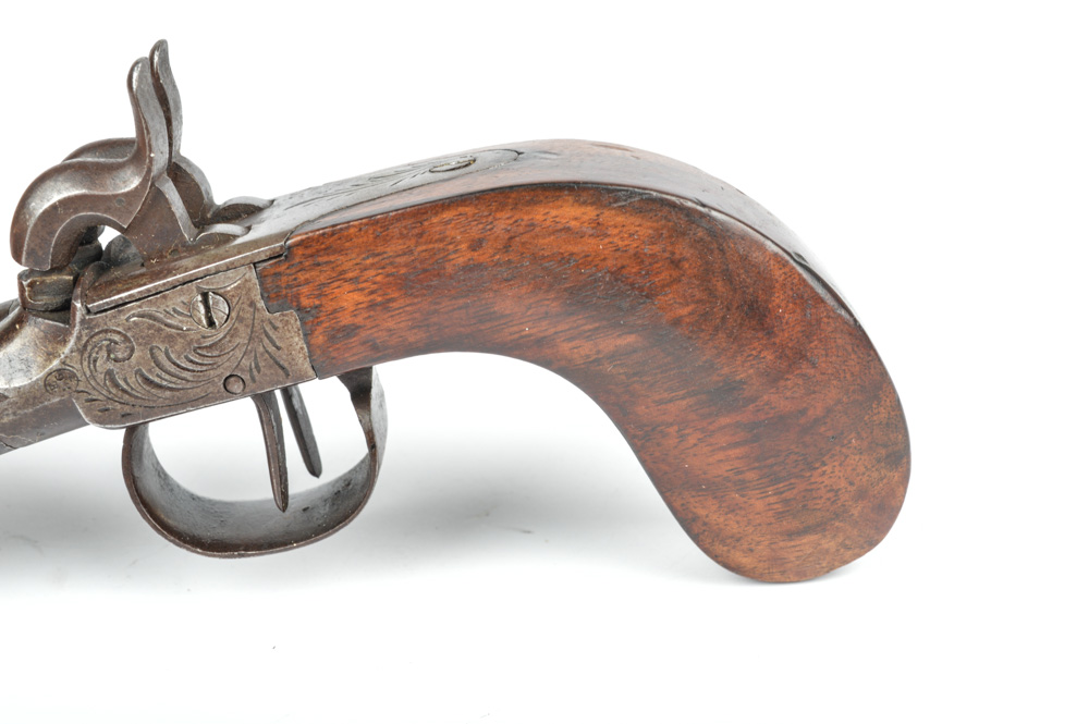 Antique Belgian Double Barrel Boot Pistol