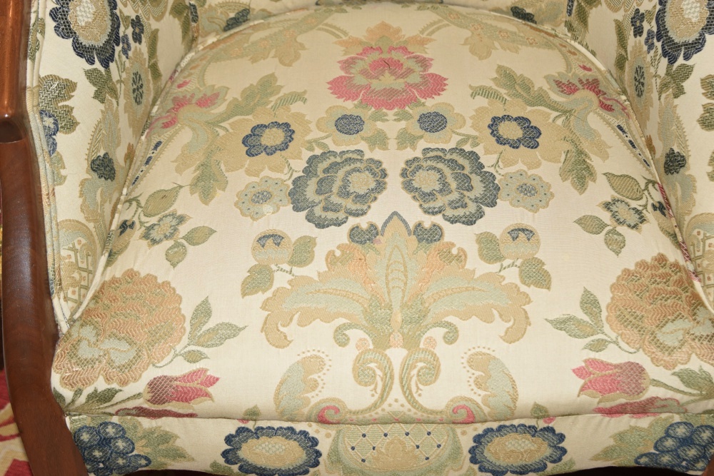 Antique Georgian Barrel Back Chair in Custom Upholstery