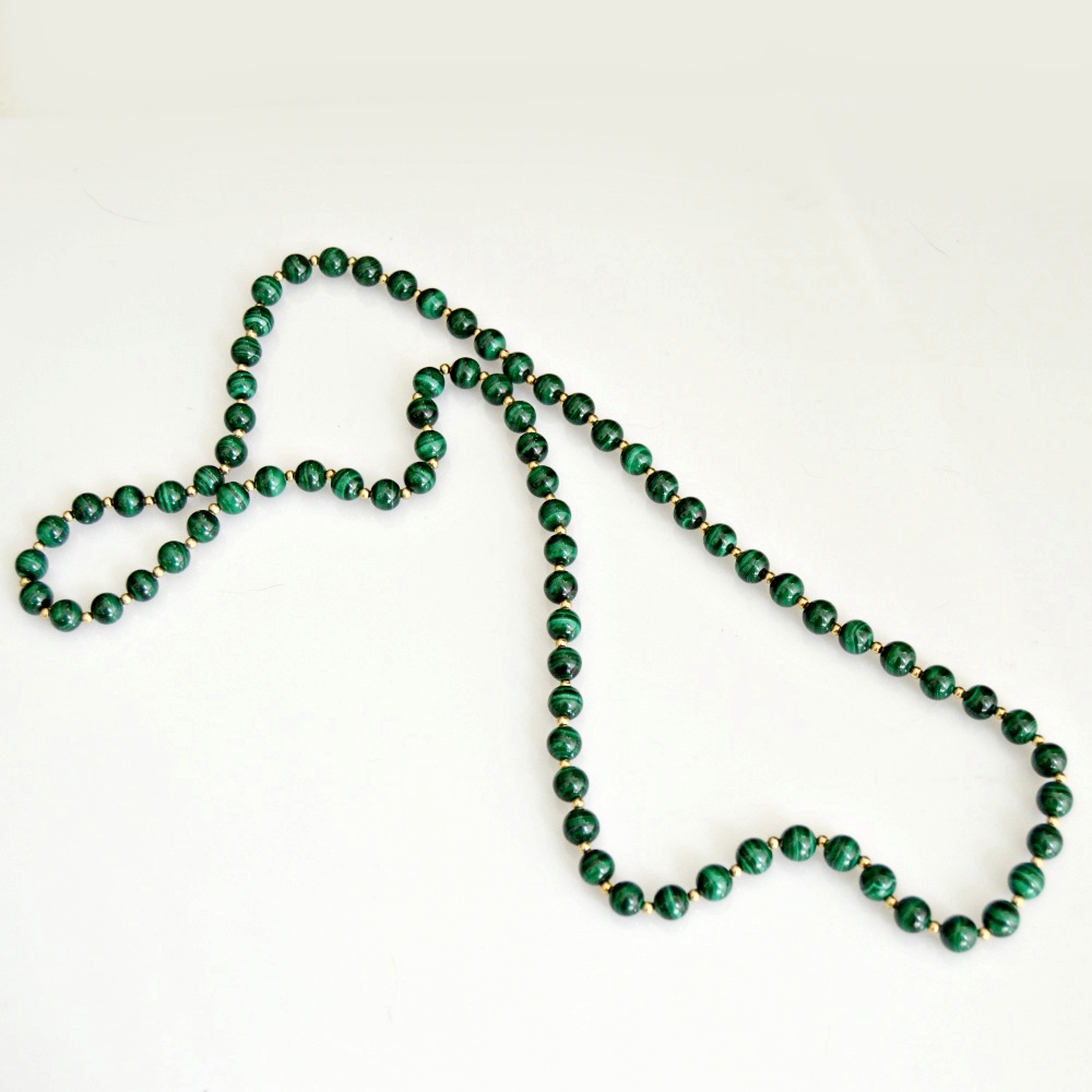 Malachite Beaded Strand Necklace