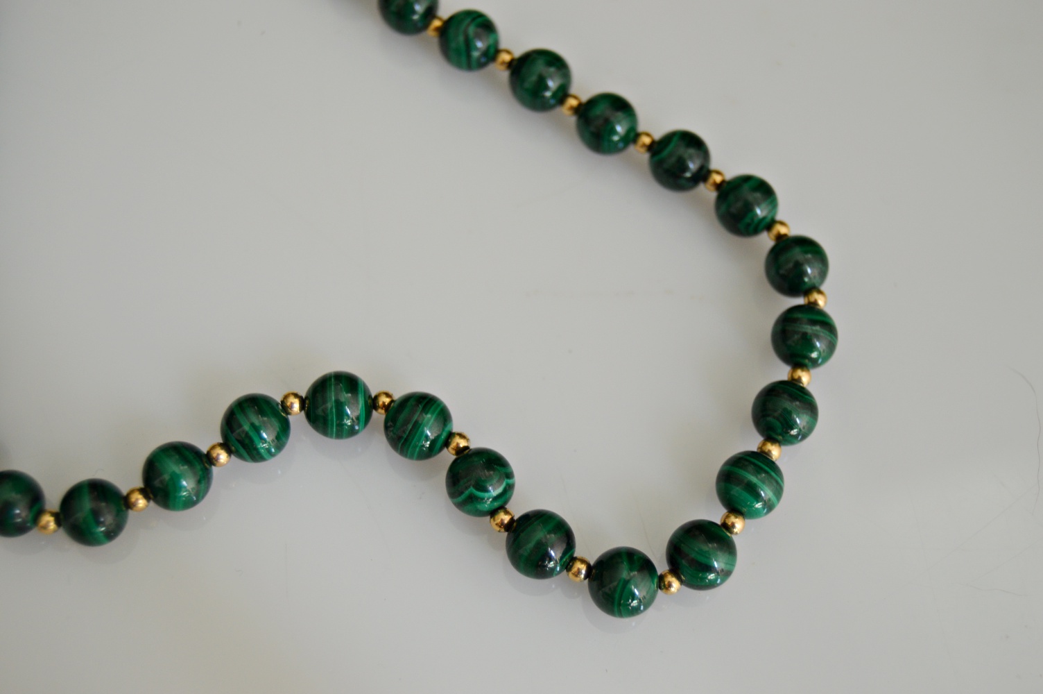Malachite Beaded Strand Necklace