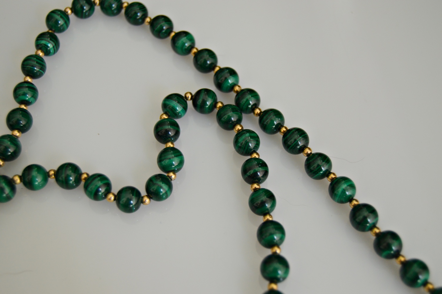 Malachite Beaded Strand Necklace