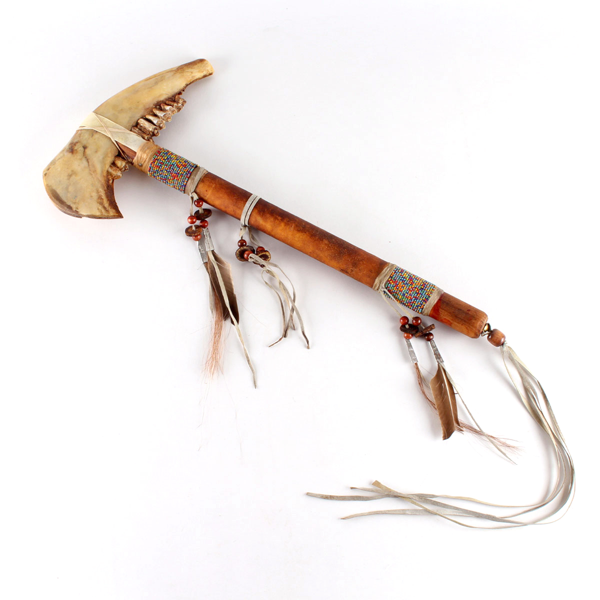 Native American Indian Ornamental Jaw Bone Tomahawk