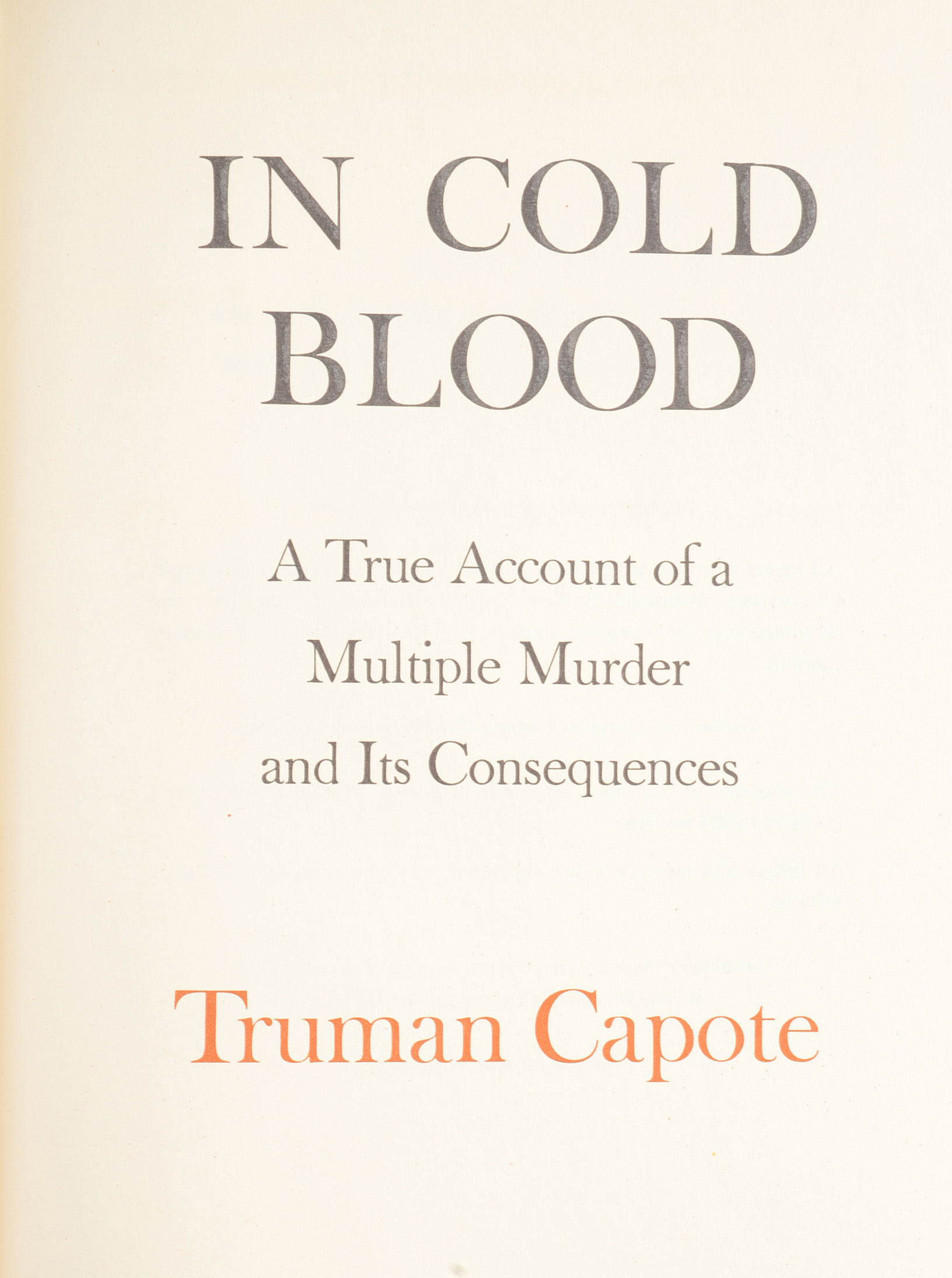 Truman Capote "In Cold Blood" First Edition