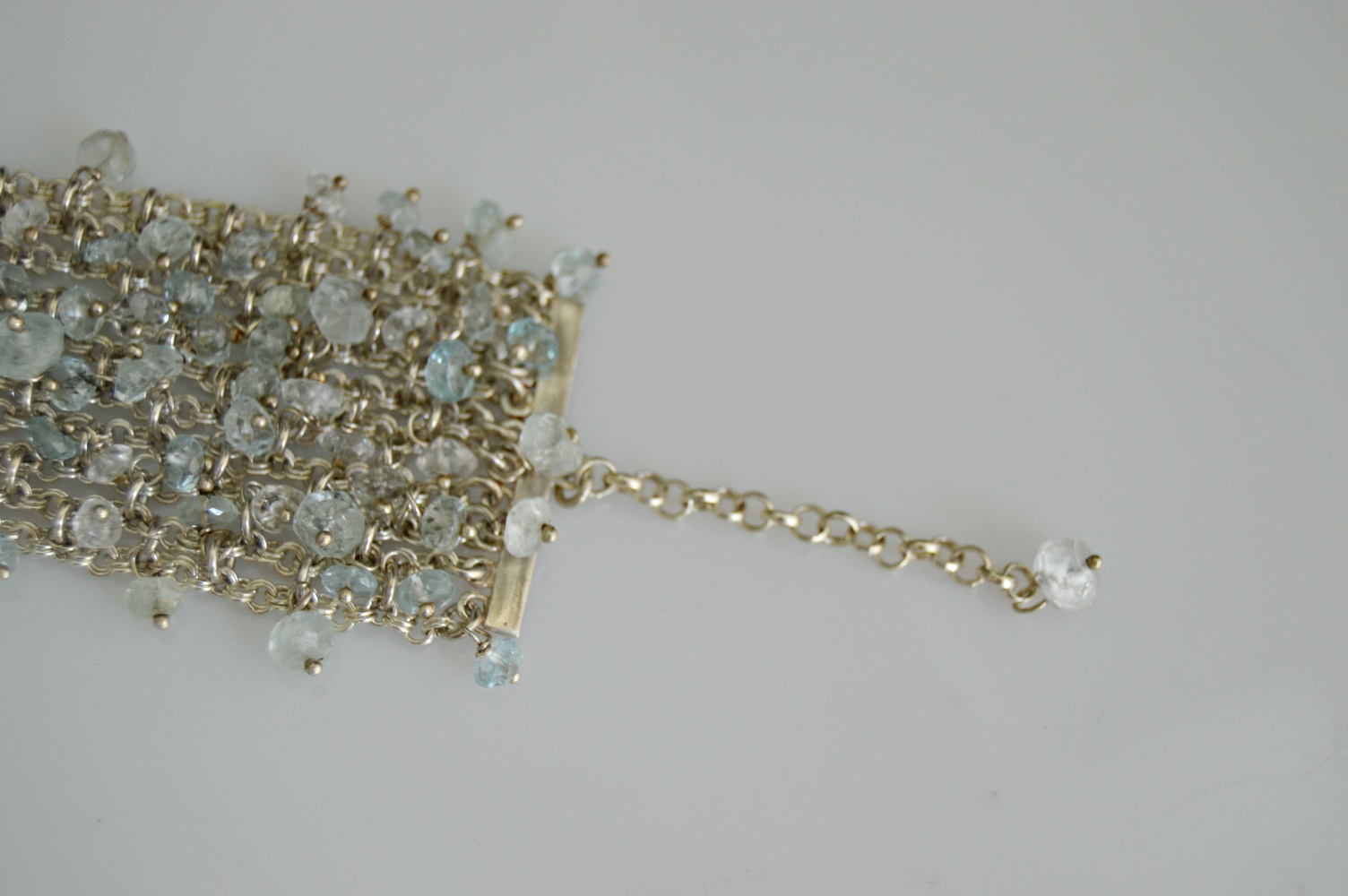 Sterling Silver and Aquamarine Chain Link Bracelet