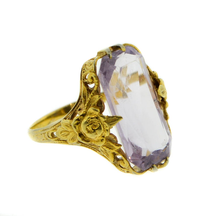 10K Yellow Gold Amethyst Ring