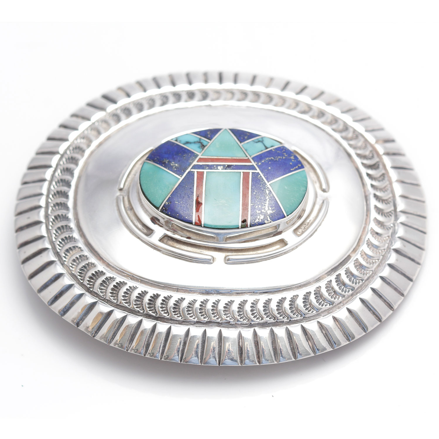 Sterling Silver Stone Belt Buckle