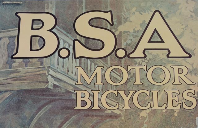 B.S.A. Motor Bicycles Offset Lithograph Poster