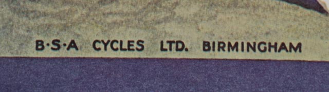 B.S.A. Motor Bicycles Offset Lithograph Poster