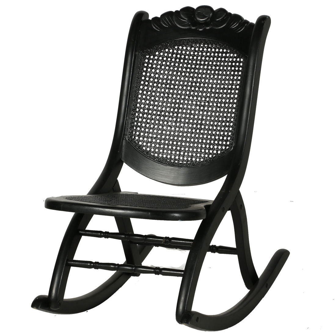 Black Wooden Folding Rocking Chair
