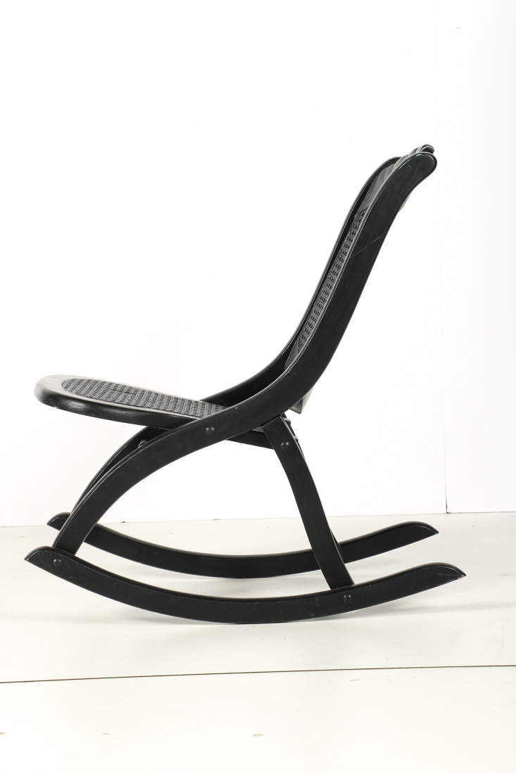 Black Wooden Folding Rocking Chair