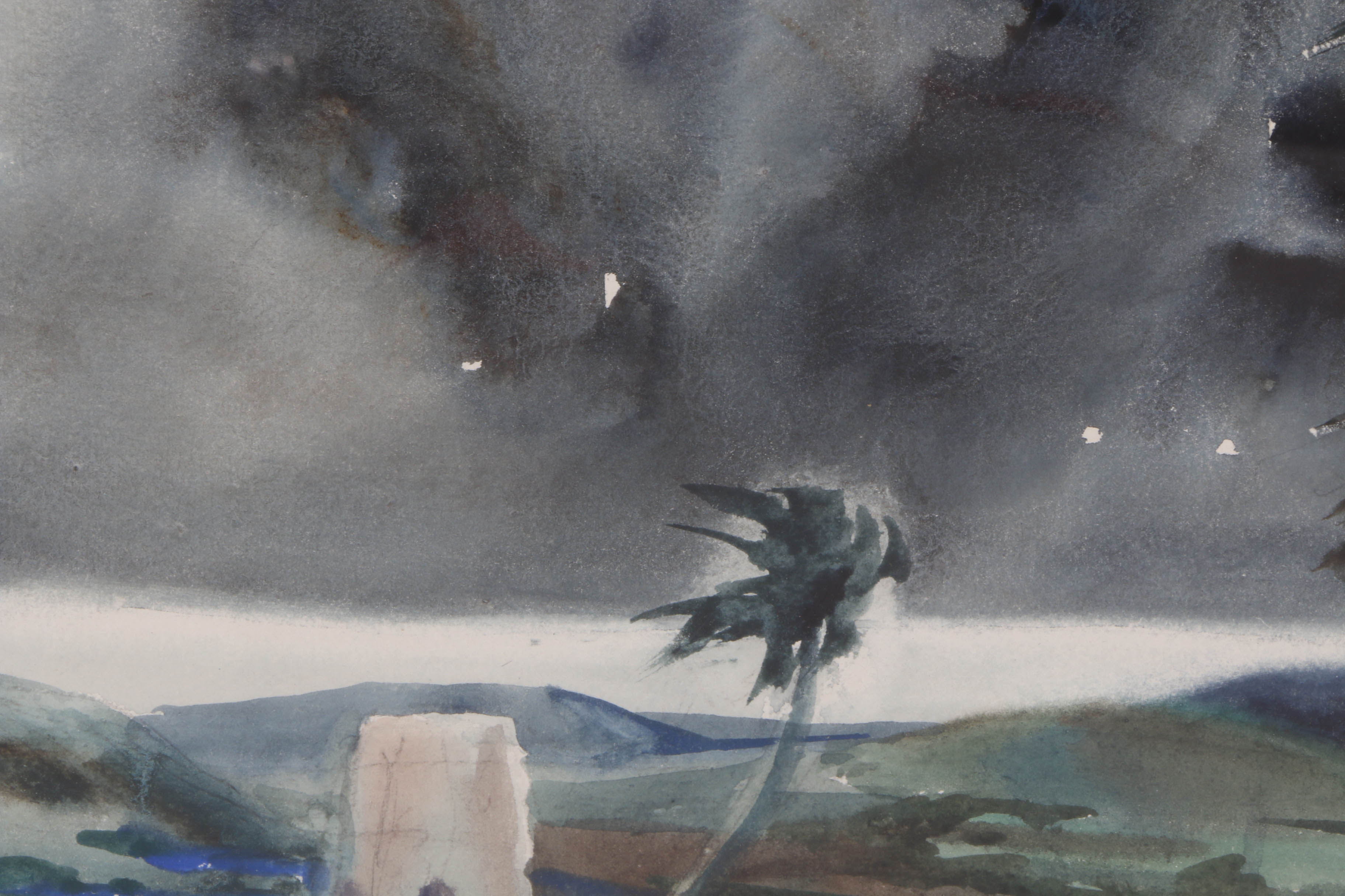 James Kirk Merrick Original Watercolor Paintings "Antigua" and Townscape