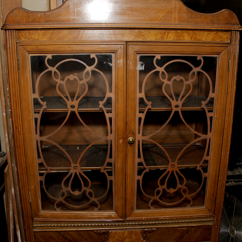 1930's Waterfall Style Mahogany China Cabinet