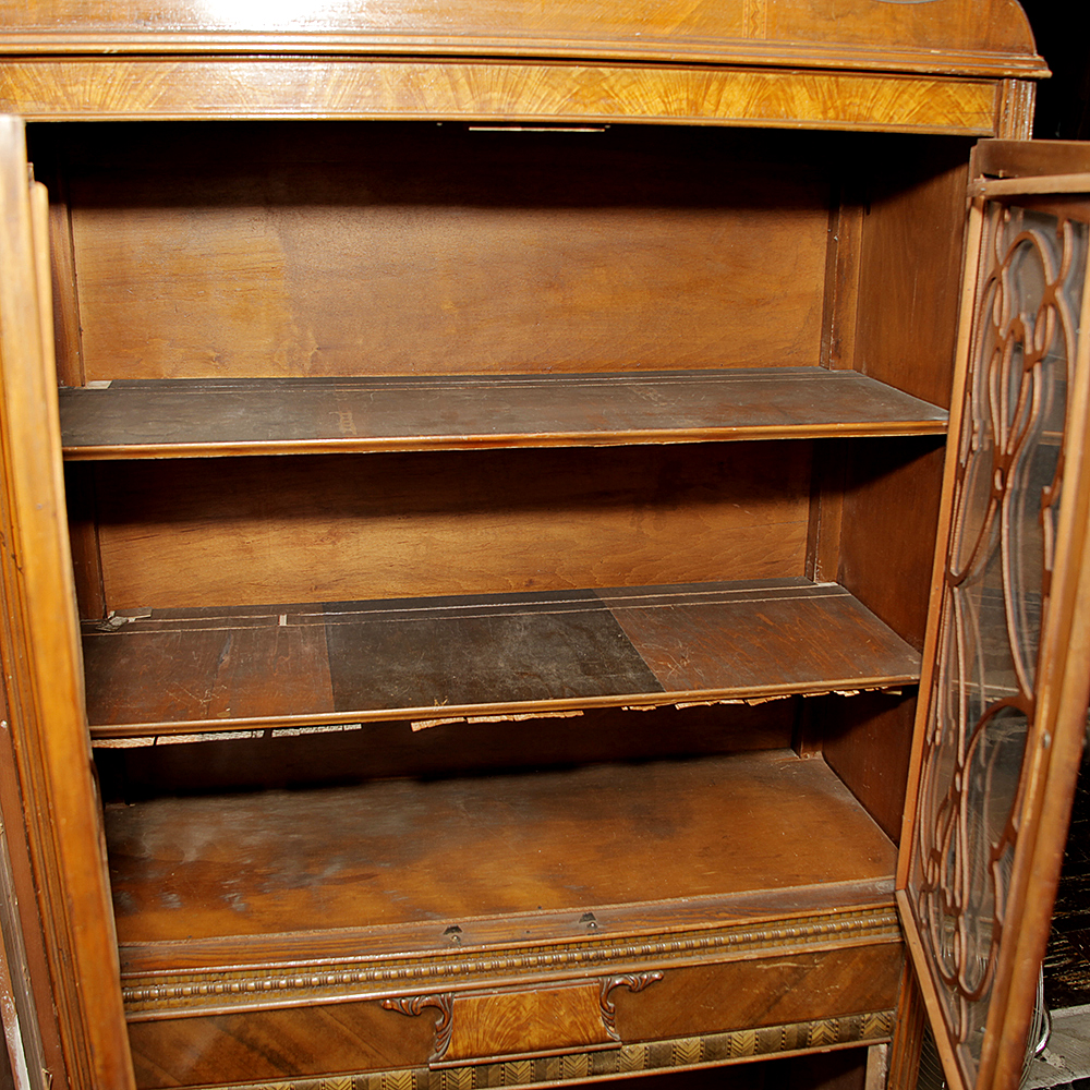 1930's Waterfall Style Mahogany China Cabinet