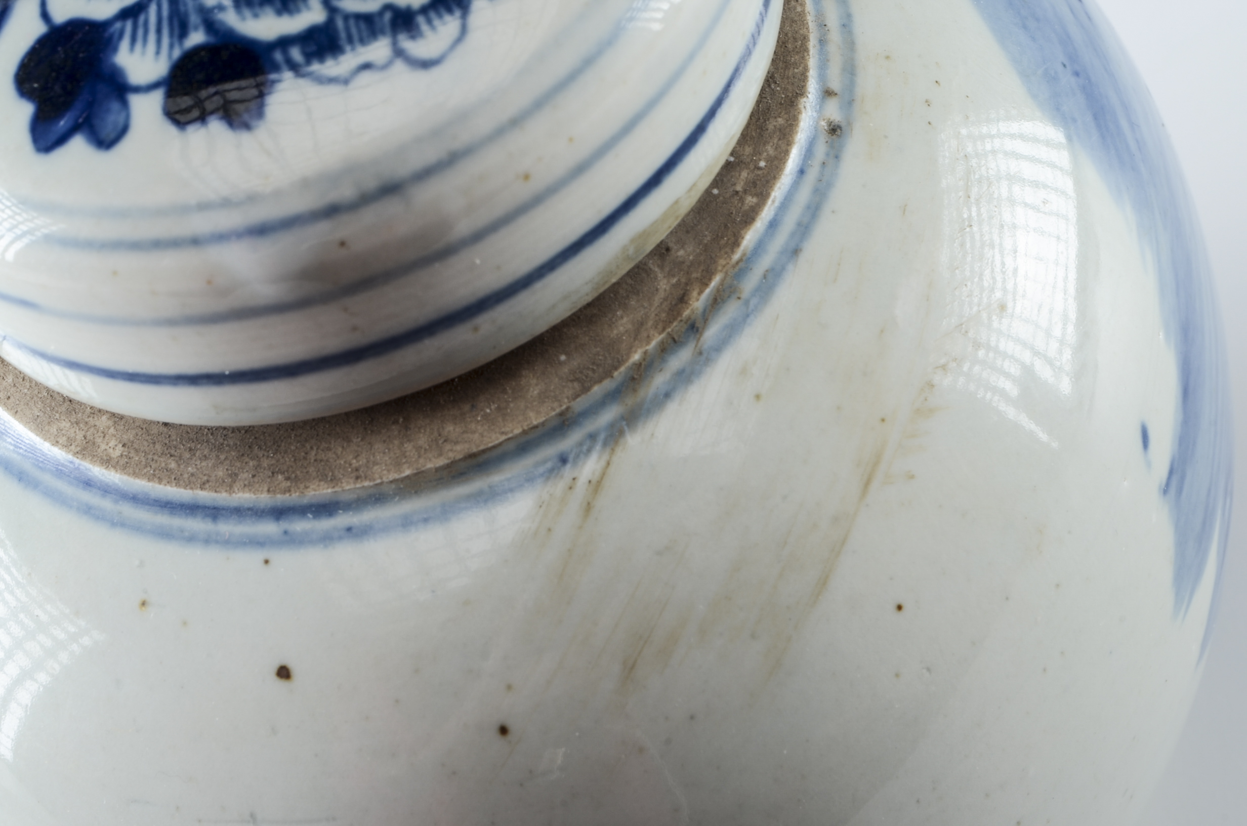 Pair of Hand Painted Chinese Blue Peony Ginger Jars