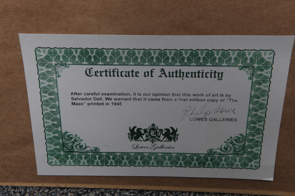 Salvador Dali First Edition Lithograph "The Maze"