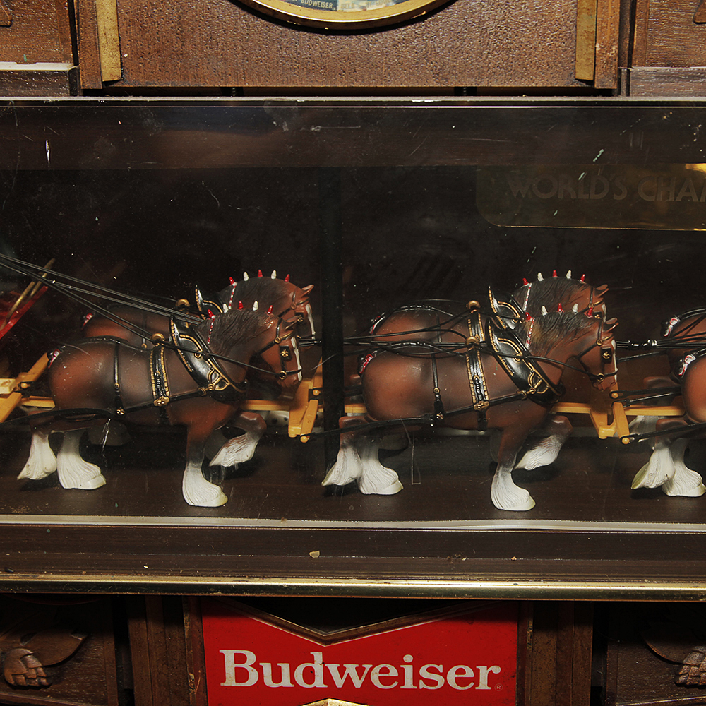 Vintage Budweiser Clydesdale Bar Clock and Light