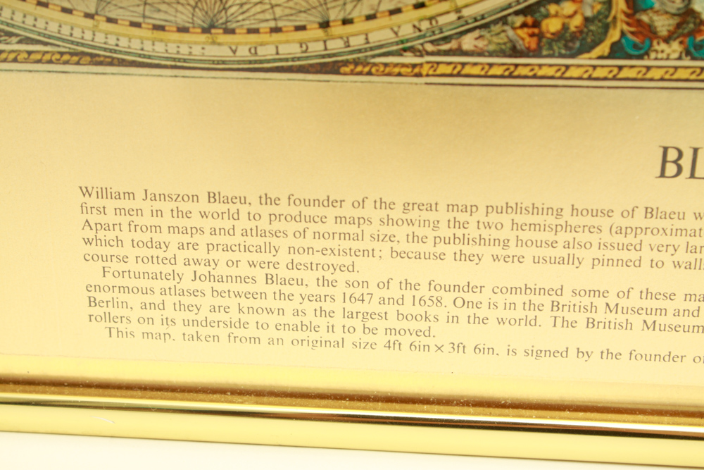 Blaeu Wall Map Gold Foil Reproduction