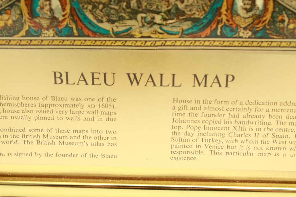 Blaeu Wall Map Gold Foil Reproduction