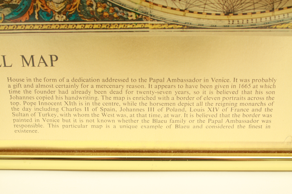 Blaeu Wall Map Gold Foil Reproduction