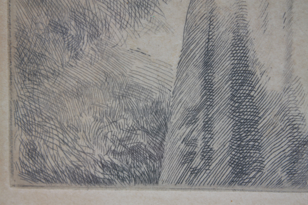 Fred Pegram Signed Engraving of a Woman in a Field