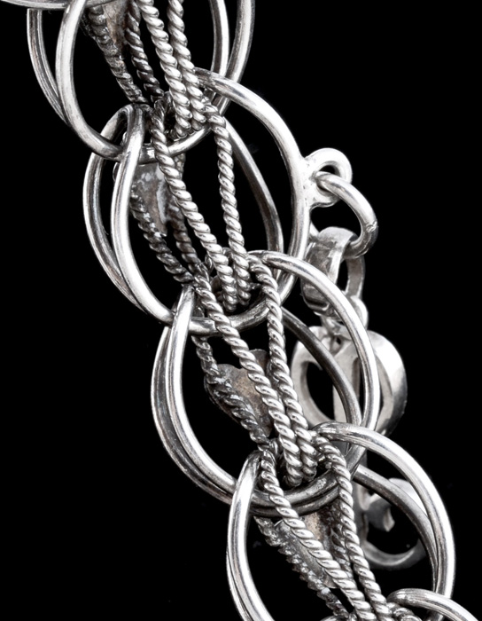 Taxco Mexico Sterling Silver Wirework Bracelet with "L" Charm