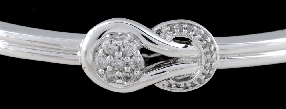 Sterling Silver and Diamond Hinged Bracelet