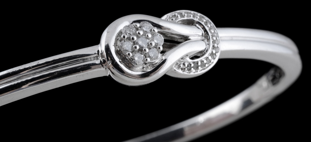 Sterling Silver and Diamond Hinged Bracelet