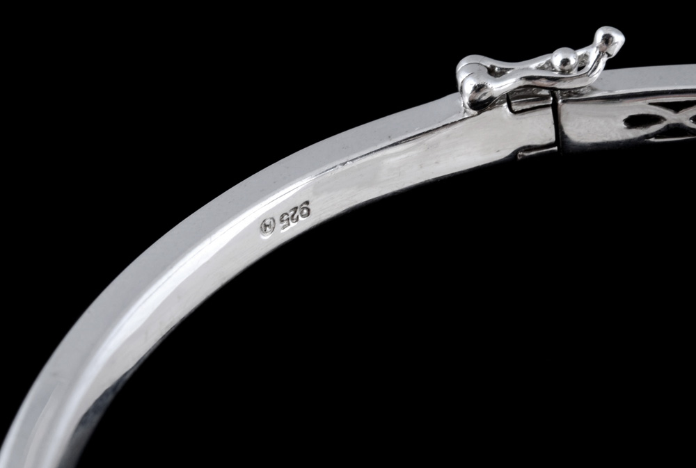 Sterling Silver and Diamond Hinged Bracelet