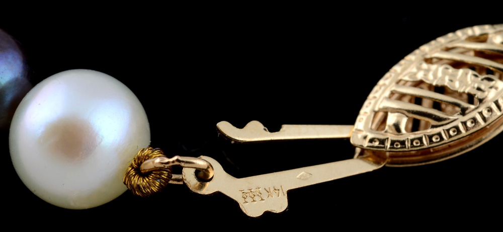 Cultured and Freshwater Pearl Bracelet with 14K Yellow Gold Filigree Pearl Clasp