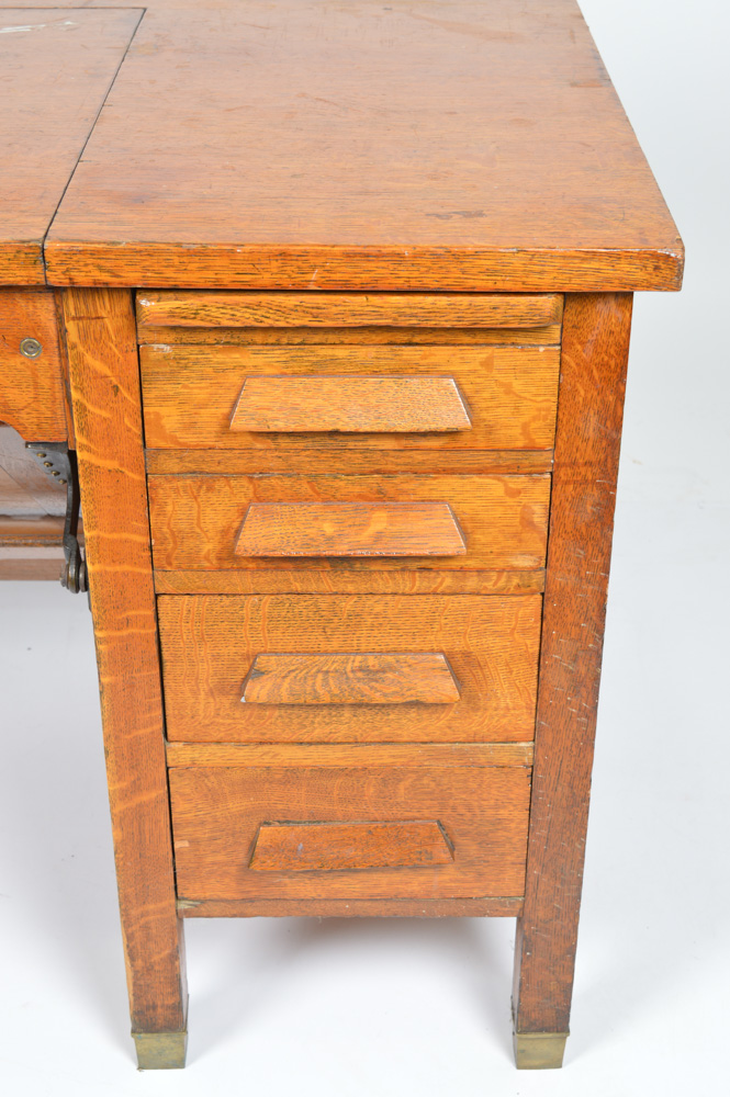 Vintage Quarter Sawn Oak Veneer Typewriter Desk