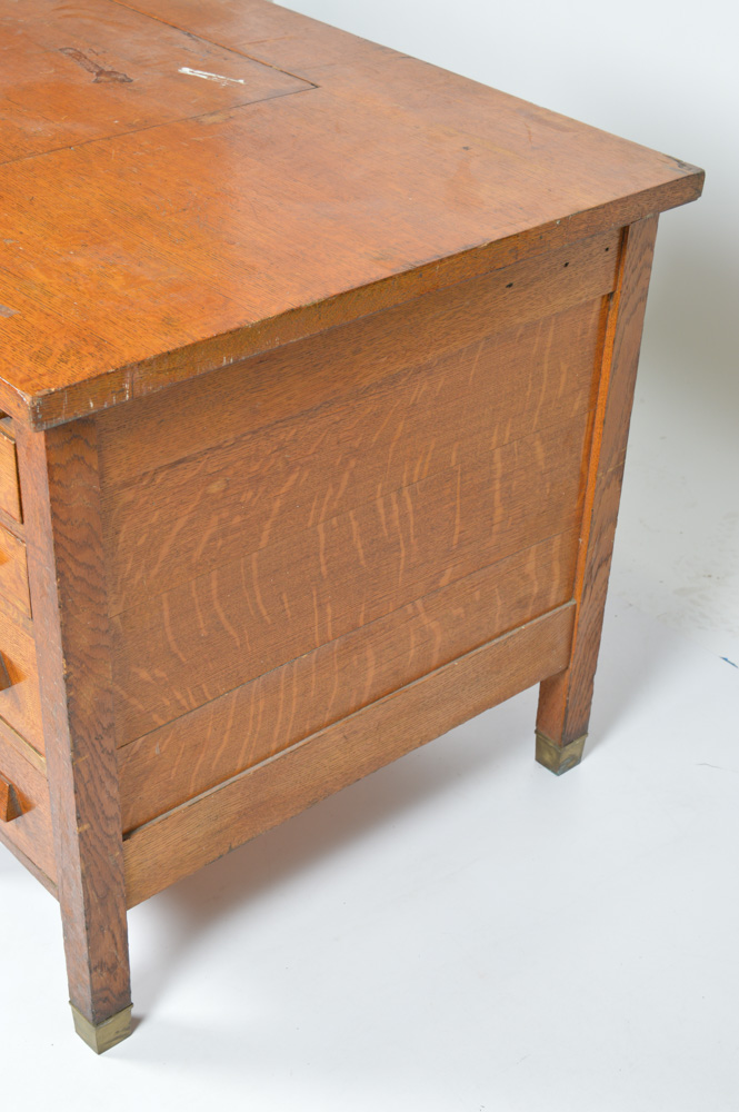 Vintage Quarter Sawn Oak Veneer Typewriter Desk