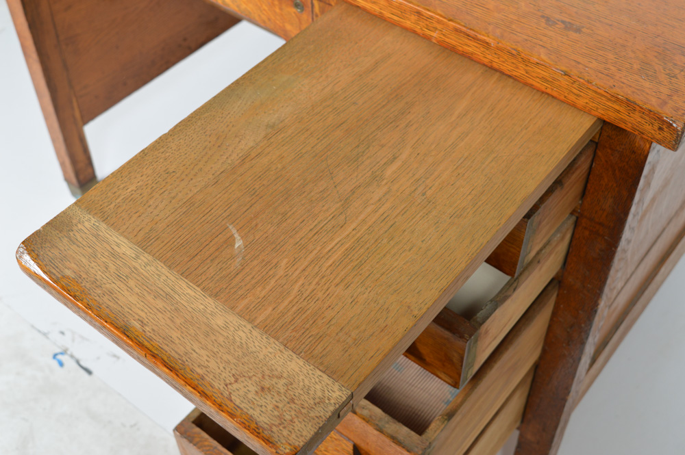 Vintage Quarter Sawn Oak Veneer Typewriter Desk