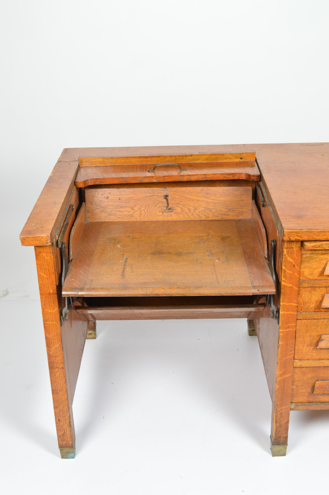 Vintage Quarter Sawn Oak Veneer Typewriter Desk