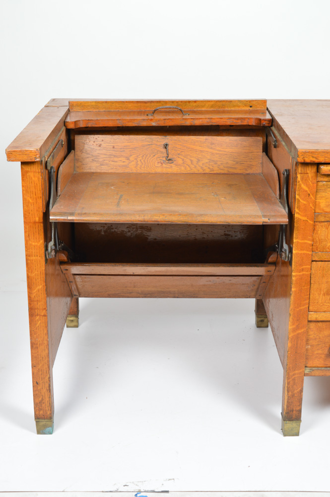 Vintage Quarter Sawn Oak Veneer Typewriter Desk