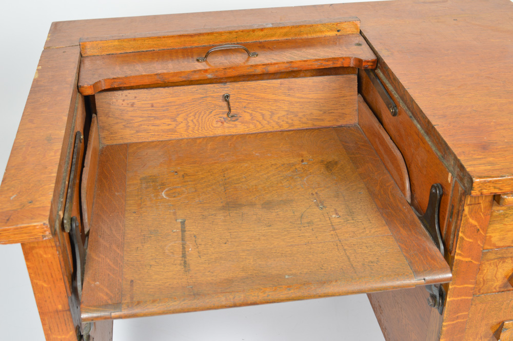 Vintage Quarter Sawn Oak Veneer Typewriter Desk