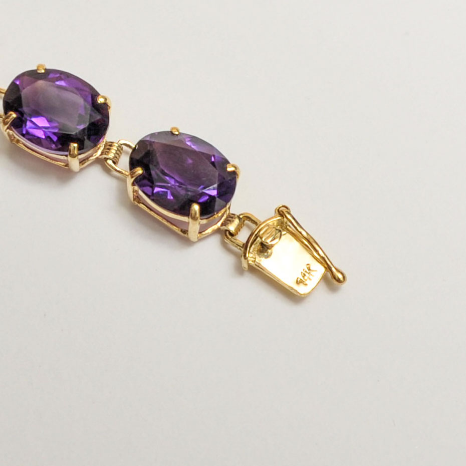 14K Yellow Gold and Amethyst Tennis Bracelet