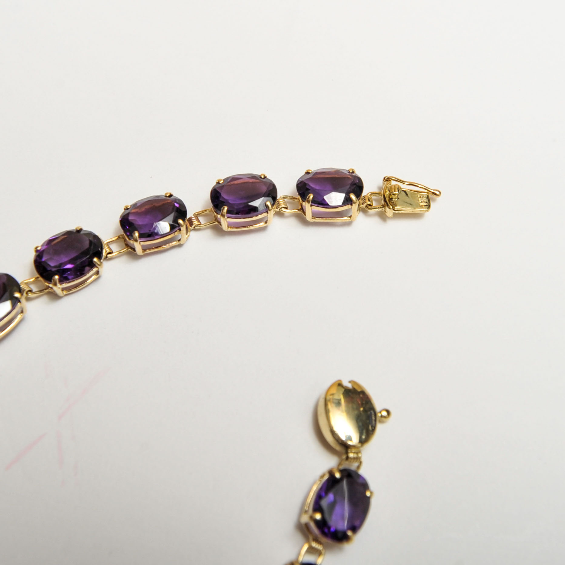 14K Yellow Gold and Amethyst Tennis Bracelet