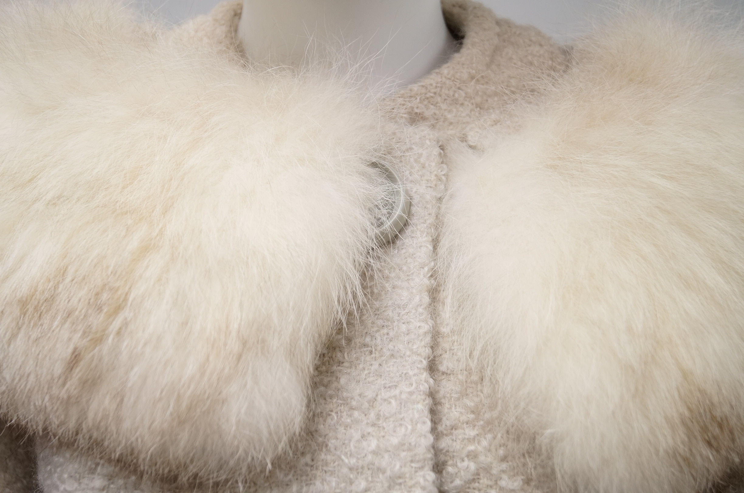 Women's Vintage Coat with Rabbit Fur Collar