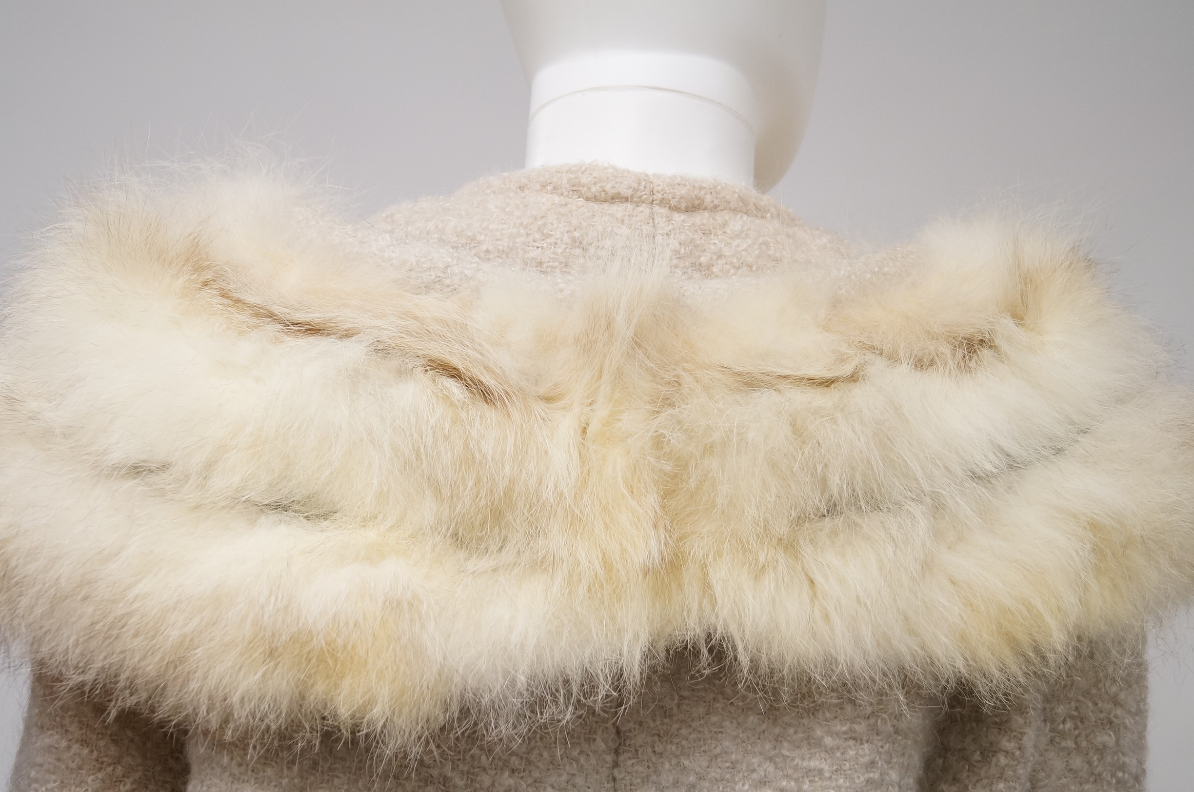 Women's Vintage Coat with Rabbit Fur Collar