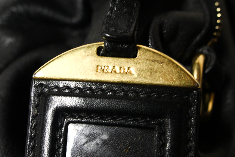 Black Leather Prada Hobo Style Bag