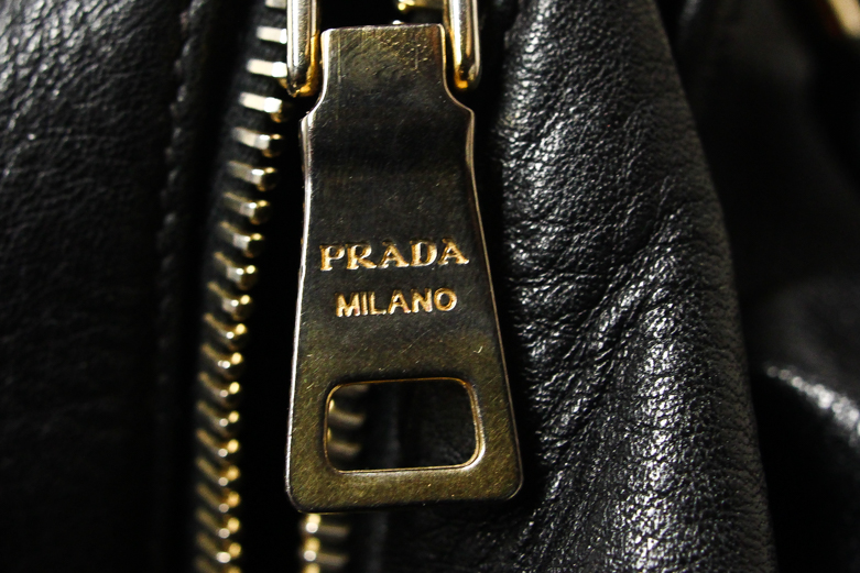 Black Leather Prada Hobo Style Bag
