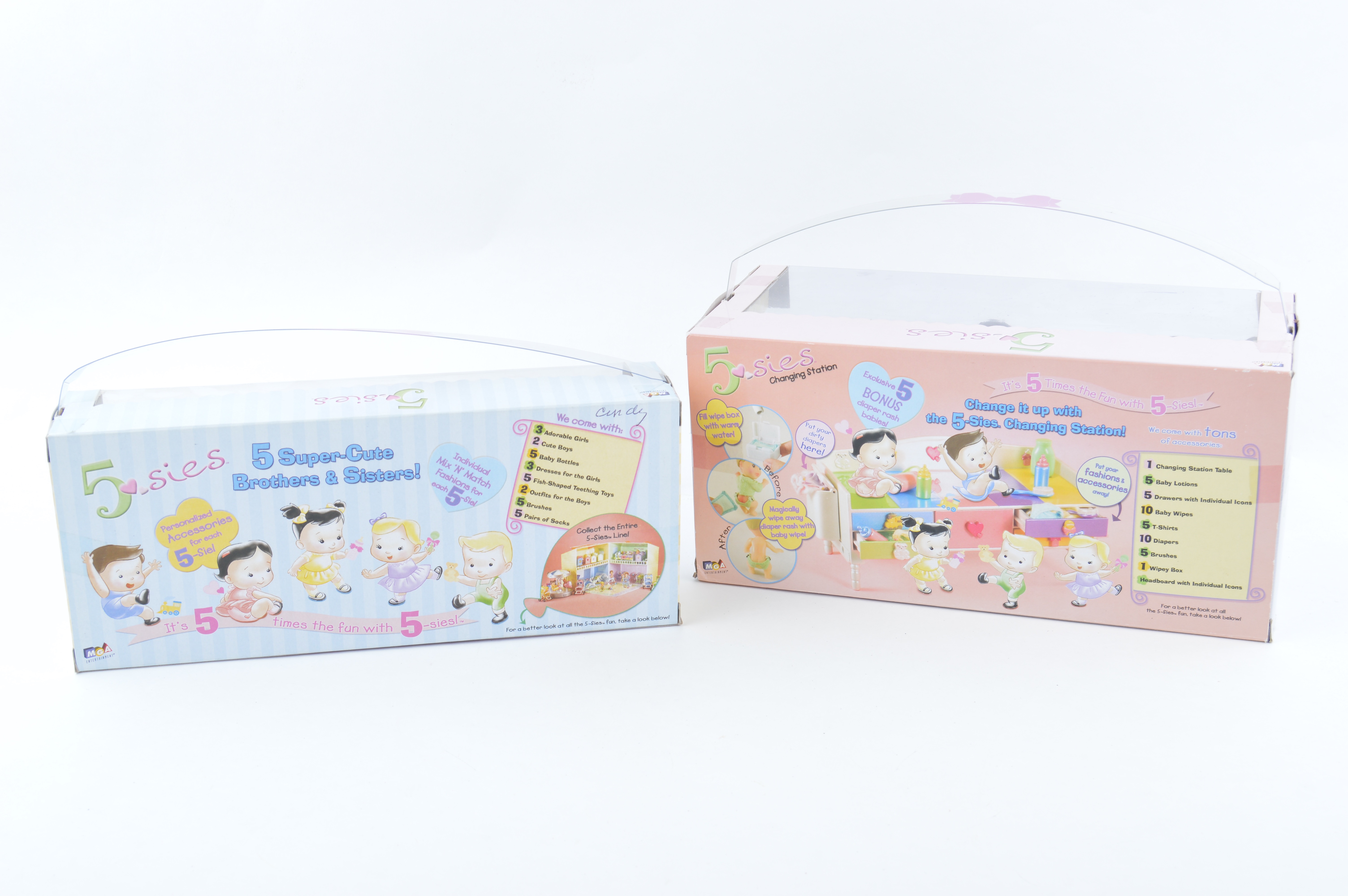 Three 1990s 5-Sies and Tyco Quints Playsets in Packaging