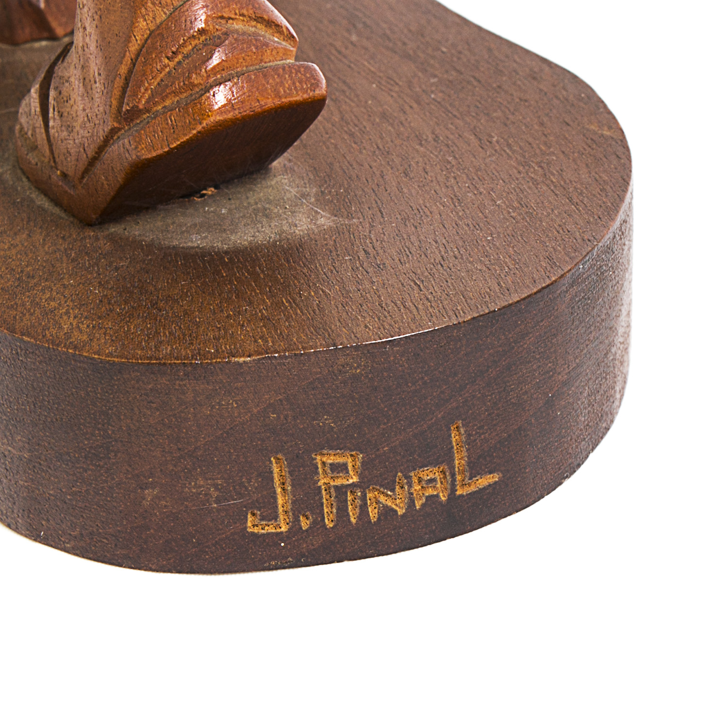 Signed J. Pinal Wood Sculpture