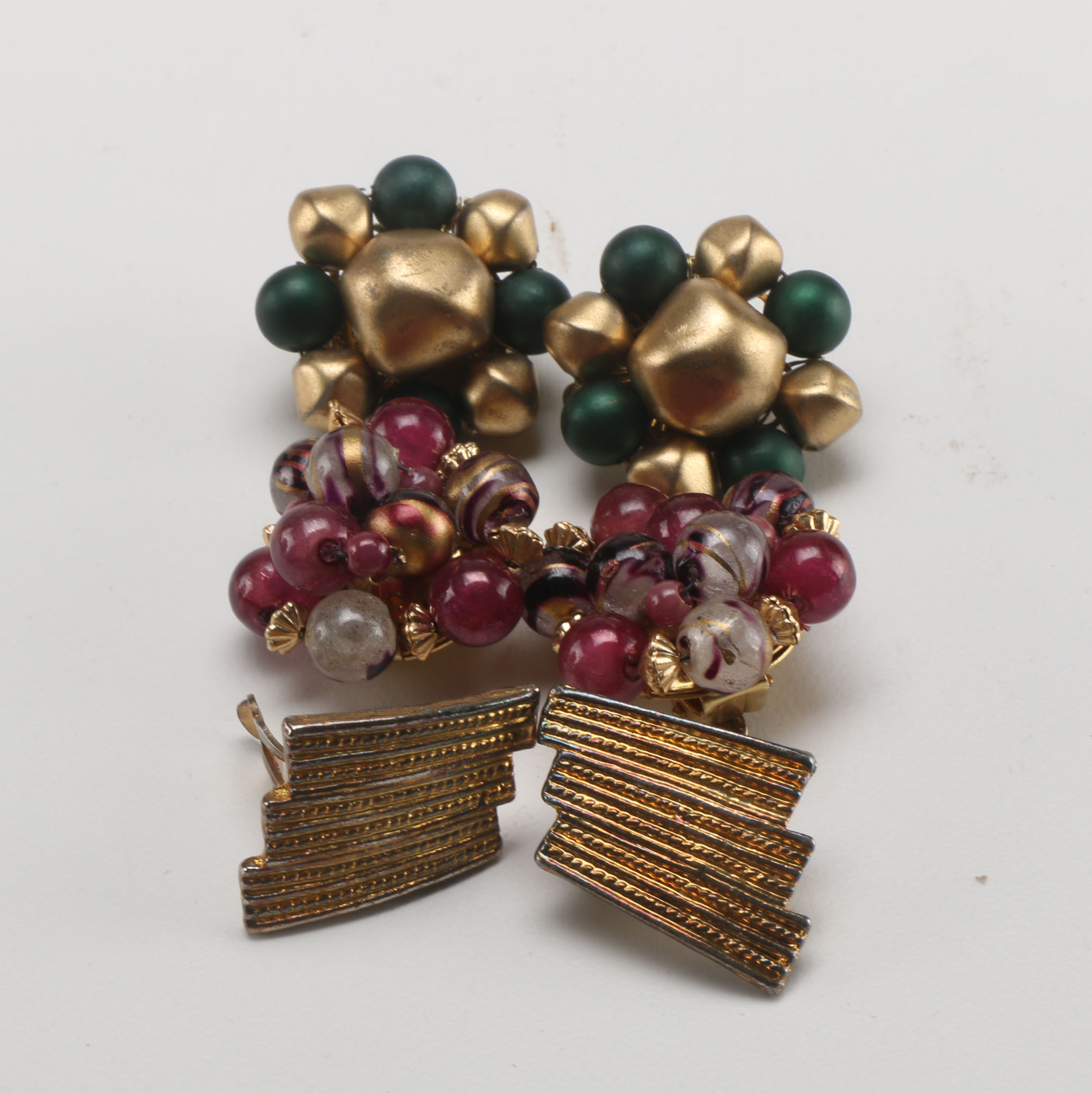 Three Pairs of Vintage Costume Jewlery Earrings