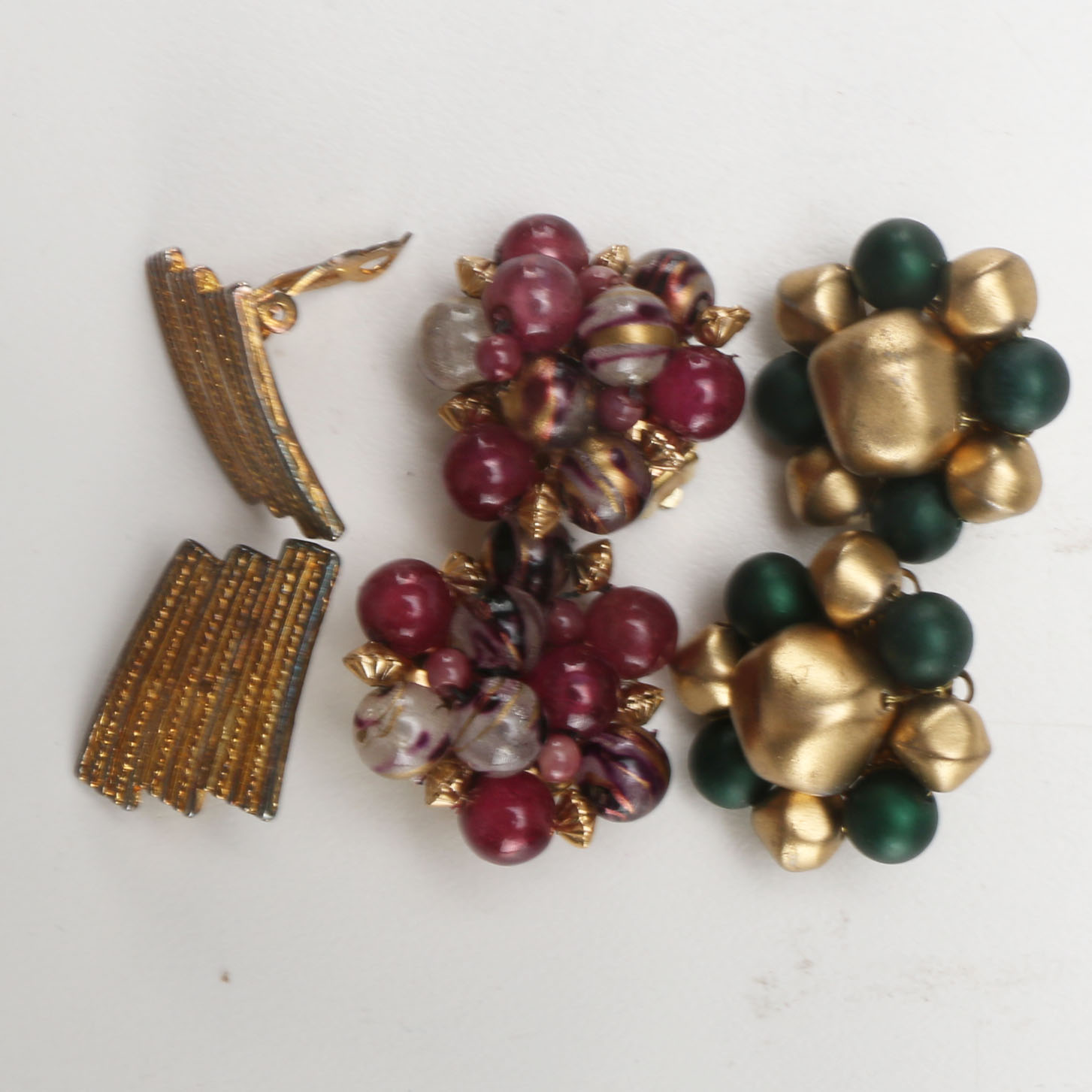 Three Pairs of Vintage Costume Jewlery Earrings