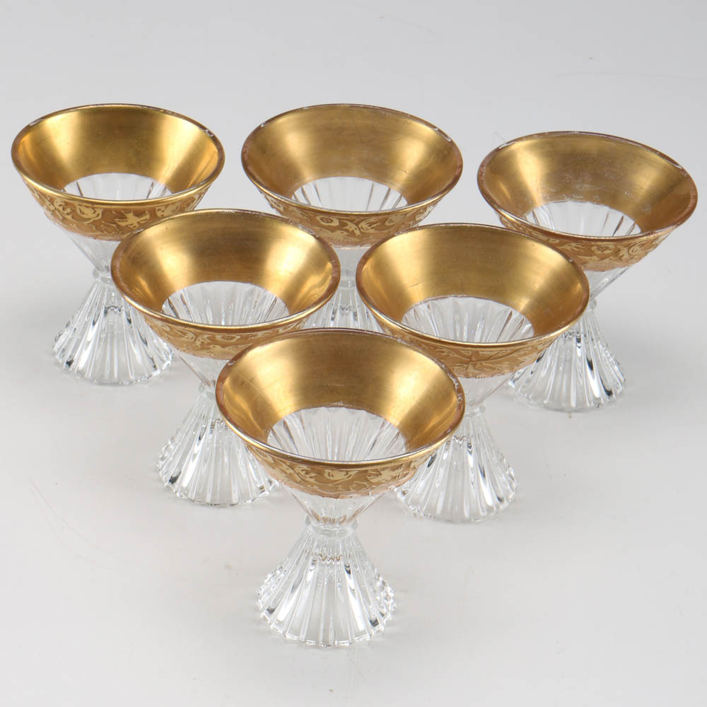 Art Nouveau Gilt Rimmed Cordial Glasses