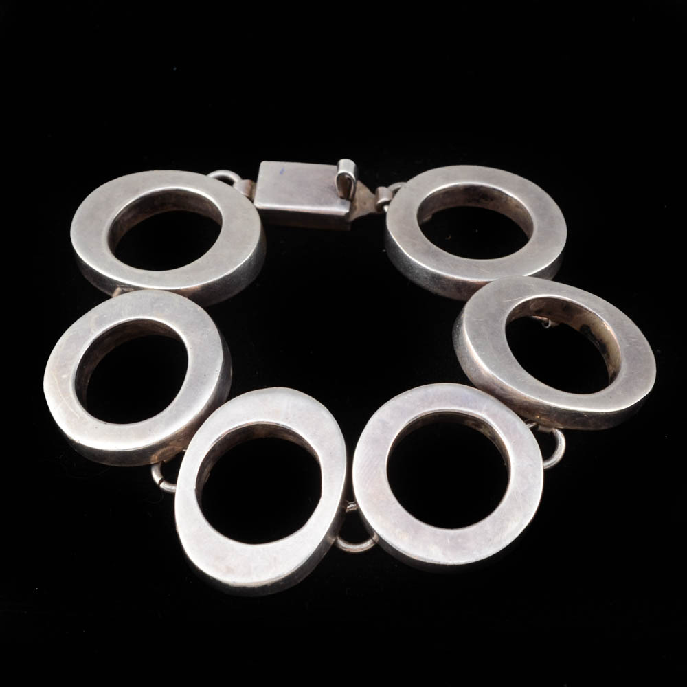 Mexican Sterling Silver Openwork Link Bracelet