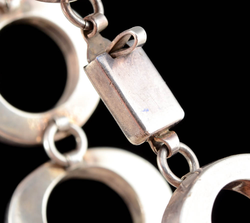 Mexican Sterling Silver Openwork Link Bracelet